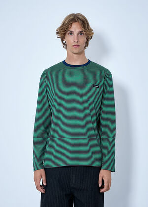Miu Miu Striped Long Sleeve T-Shirt Green miu0366013