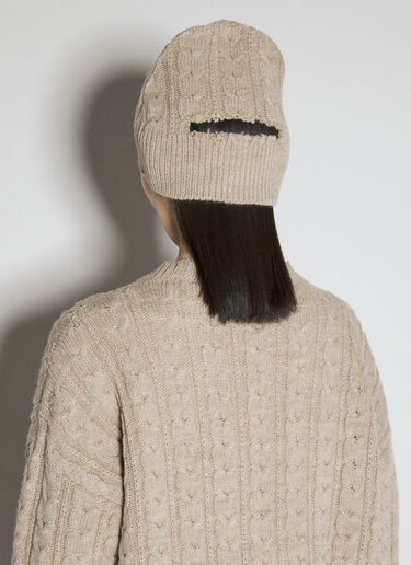 MM6 Maison Margiela Cable-Knit Beanie Hat Beige mmm0254026