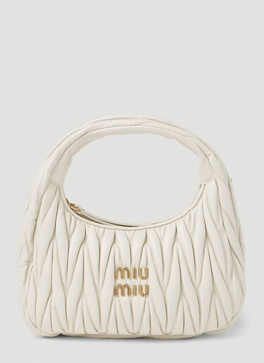Miu Miu Matelassé Logo Plaque Handbag White miu0251022