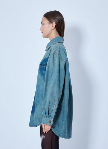 LN-CC® - Jean Paul Gaultier: Face Print Oversized Denim Shirt - Blue Jean Paul Gaultier Face Print Oversized Denim Shirt Blue jpg0266007