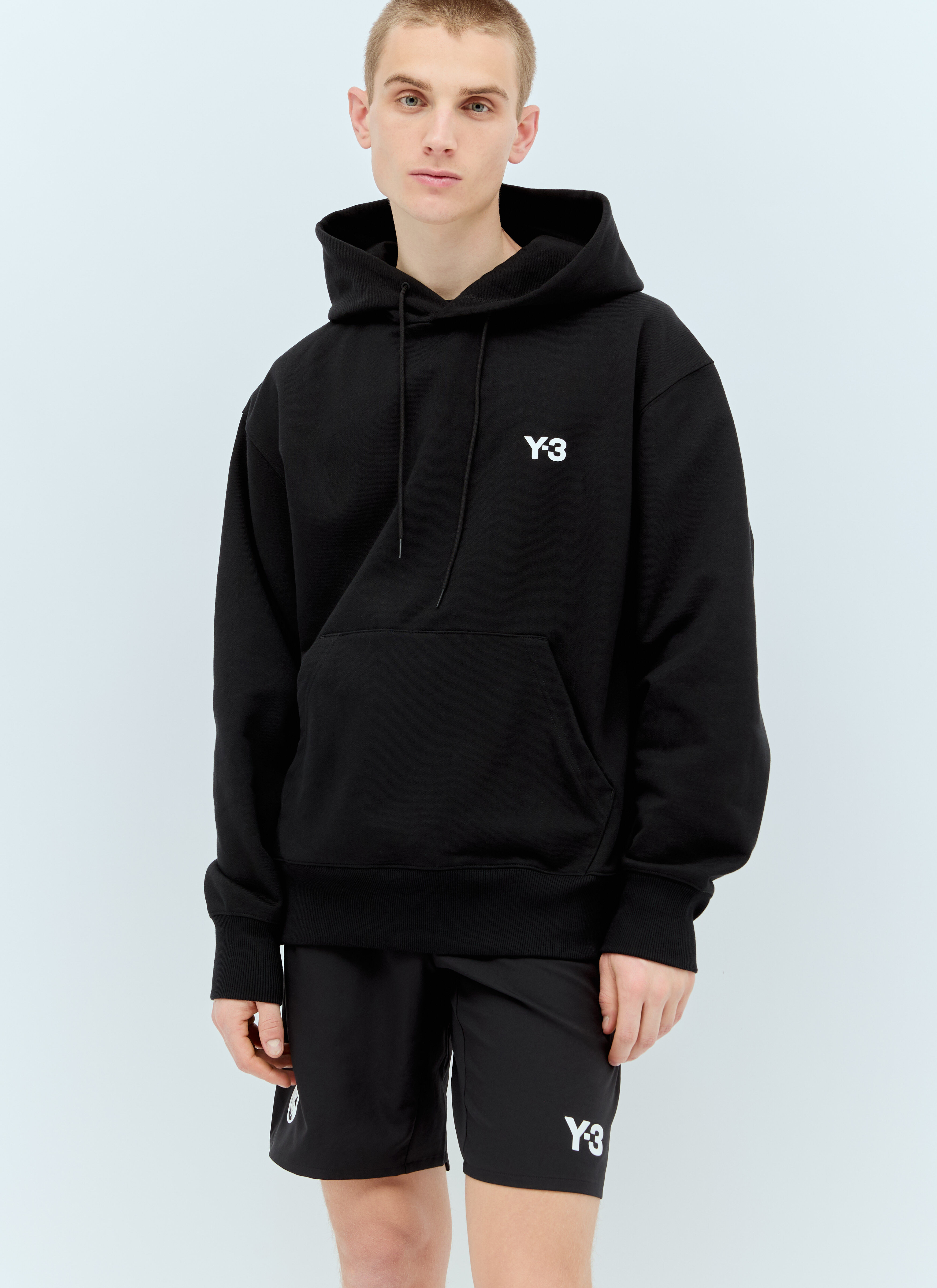 Y-3 x Real Madrid Logo Print Hooded Sweatshirt Black rma0156014