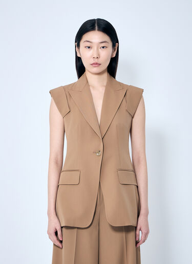 Max Mara Sleeveless Gabardine Jacket Camel max0259016