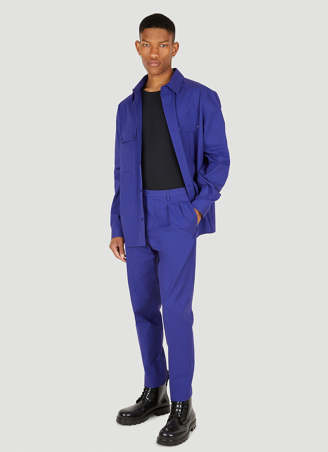 Saint Laurent Men s Oversized Button Down Over Shirt in Purple
