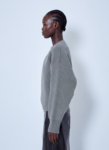 LN-CC® - RÓHE: Sculptural Compact V-Neck Sweater - Grey RÓHE Sculptural Compact V-Neck Sweater Grey roe0266004