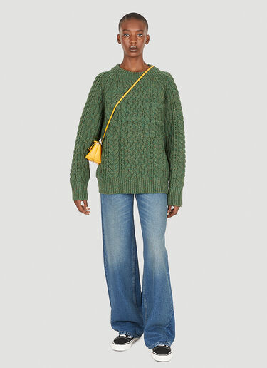 Sky High Farm Workwear 케이블 니트 스웨터 다크 그린 skh0350007