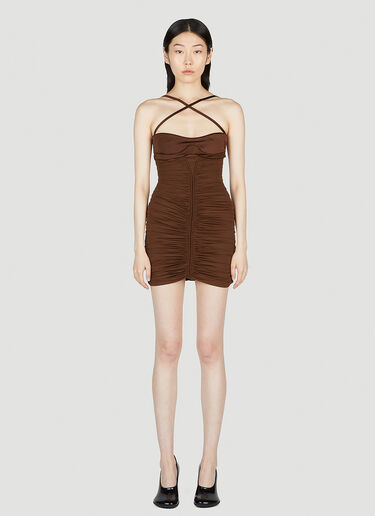 Mugler Ruched Dress Brown mug0252012