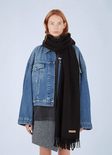 Acne Studios Fringe Wool Scarf Black acn0346017