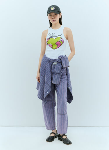 GANNI Graphic Rib Heart Tank Top White gan0255038