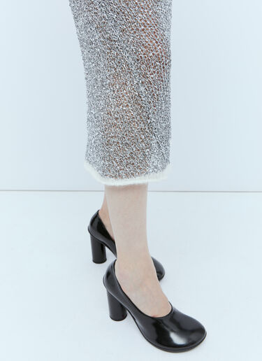 Dries Van Noten Metallic Open Knit Skirt Silver dvn0254023