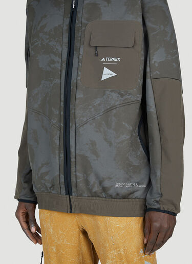 adidas Terrex x And Wander Graphic Print Hooded Jacket Khaki ata0152003