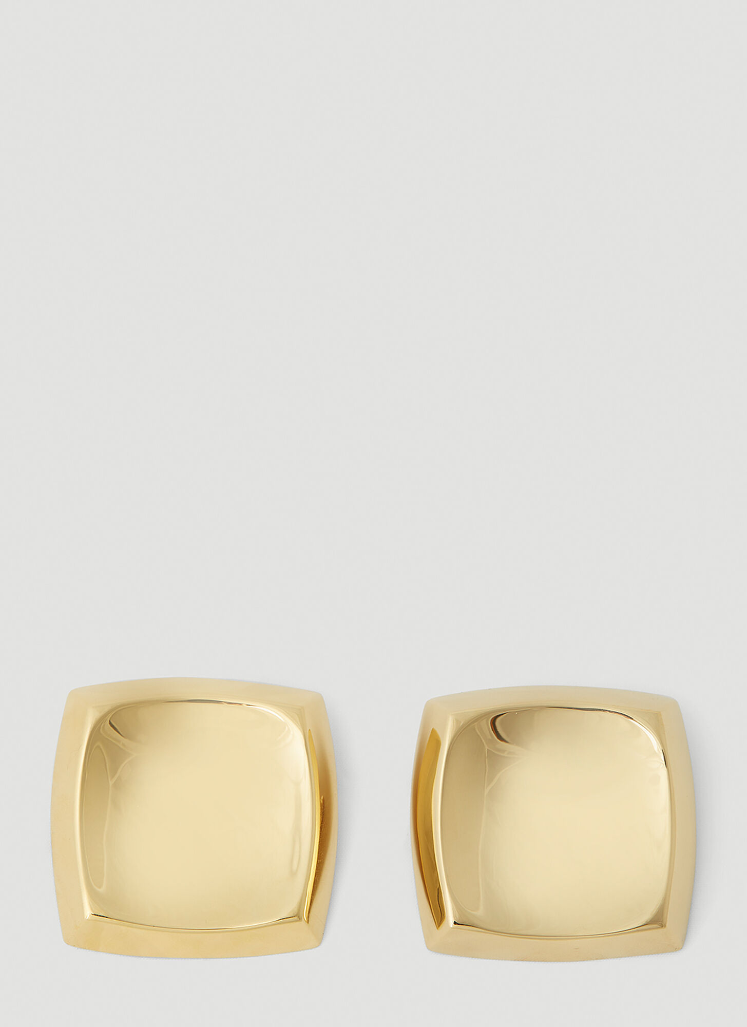 Saint Laurent Curvy Square Curved-corners Earrings In Gold
