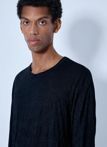LN-CC® - Yohji Yamamoto: Round Neck Long Sleeve T-Shirt - Black Yohji Yamamoto Round Neck Long Sleeve T-Shirt Black yoy0165009