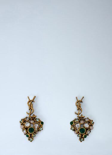 LN-CC® - Saint Laurent: Embellished Drop Earrings - Gold Saint Laurent Embellished Drop Earrings Gold sla0264020