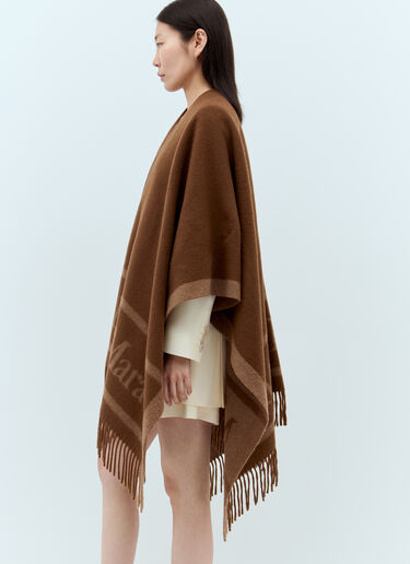 Max Mara 流苏羊毛斗篷 棕色 max0257035