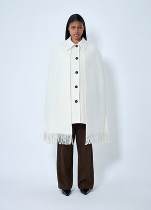 TOTEME Fringe Cape Coat White tot0263001