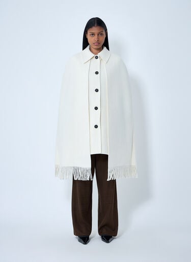 TOTEME Fringe Cape Coat White tot0263001