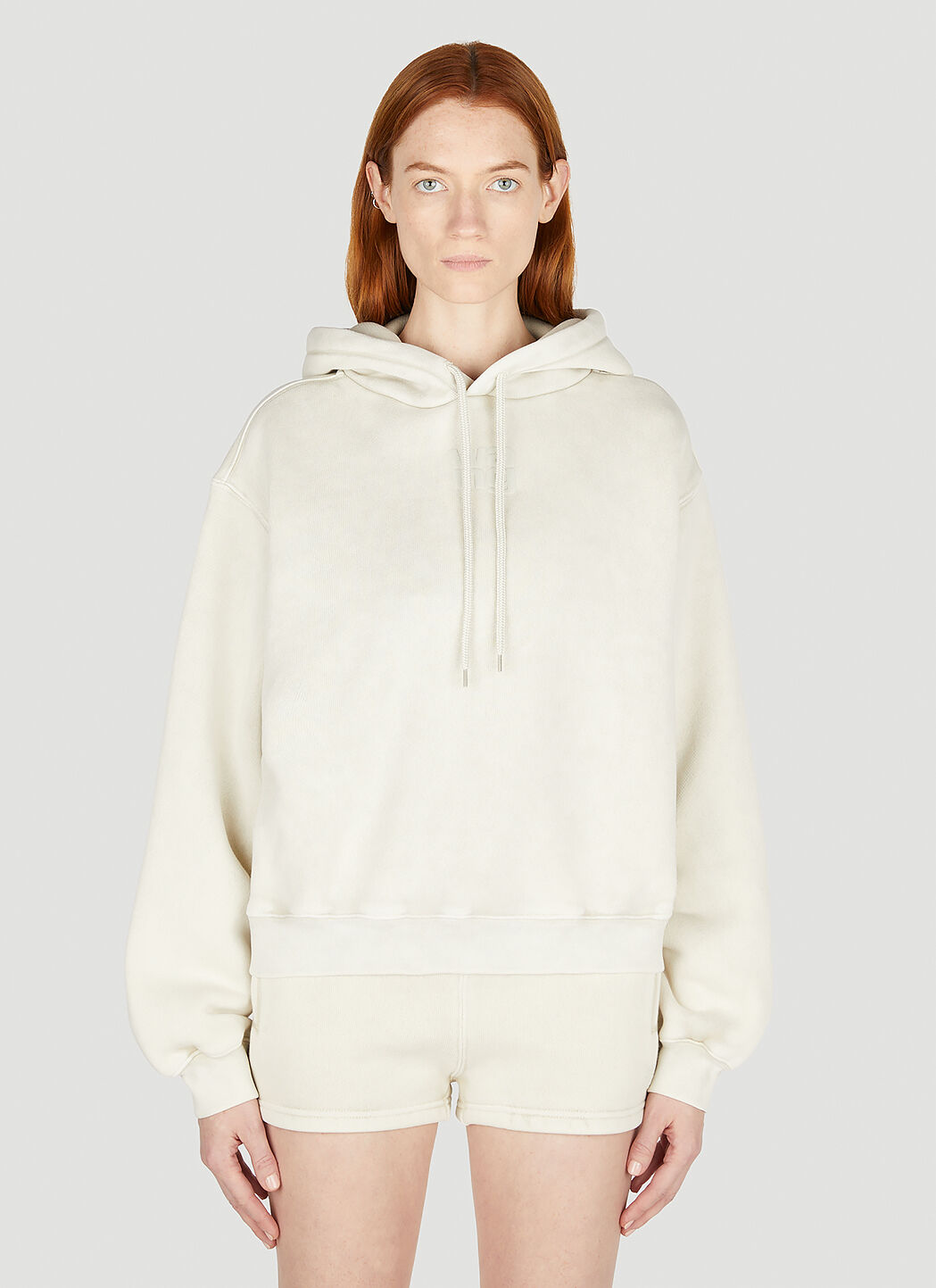Alexander Wang Women s Logo Hooded Sweatshirt in Cream LN CC