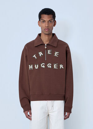 Story MFG Half-Zip Collared Sweatshirt Brown str0164007