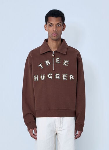 Story MFG Half-Zip Collared Sweatshirt Brown str0164007