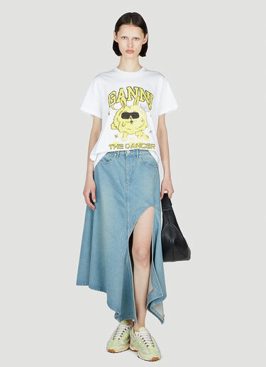 GANNI Dance Bunny Short Sleeve T-Shirt White gan0253098