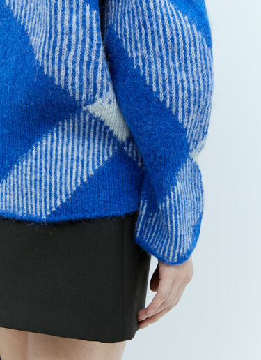Burberry Check Wool-Blend Sweater Blue bur0254021