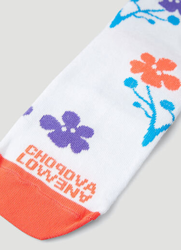 Chopova Lowena Floral Intarsia Short Socks White cho0248031