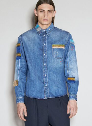 Marni Mohair Patches Denim Shirt Blue mni0155002