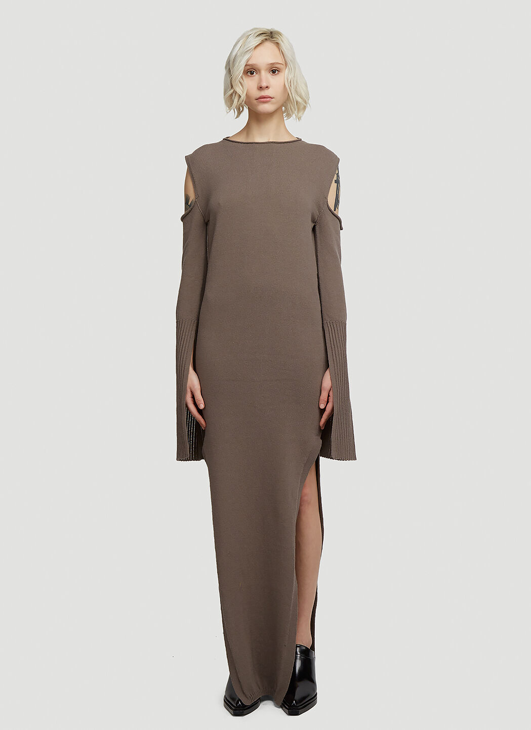 Rick Owens Cold Shoulder Dress in Brown LN CC