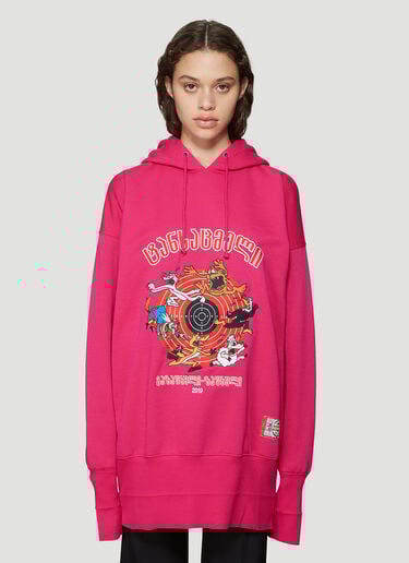 Oversized Cartoon Embroidered Hooded Sweatshirt Vetements Oversized Cartoon Embroidered Hooded Sweatshirt Pink vet0236009