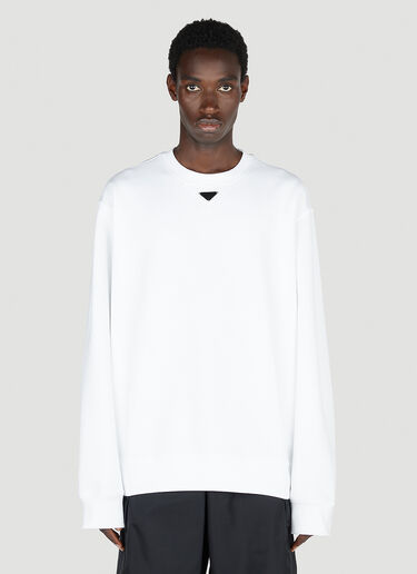 Prada Cotton Logo Plaque Sweatshirt White pra0153003