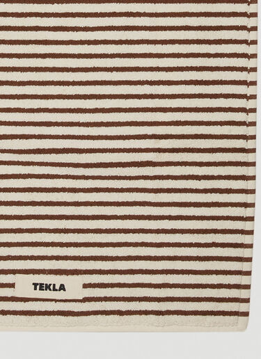Tekla Striped Logo Patch Bath Mat White tek0349020
