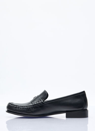 Max Mara Logo Plaque Leather Loafers Black max0257045