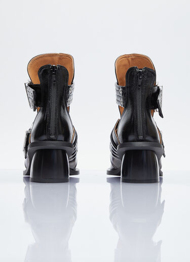 GANNI Chunky Buckle Open Cut Boots Black gan0254028