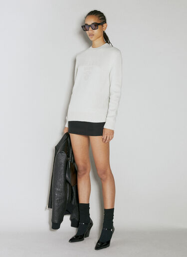 Prada 로고 자수 니트 스웨터 화이트 pra0254013