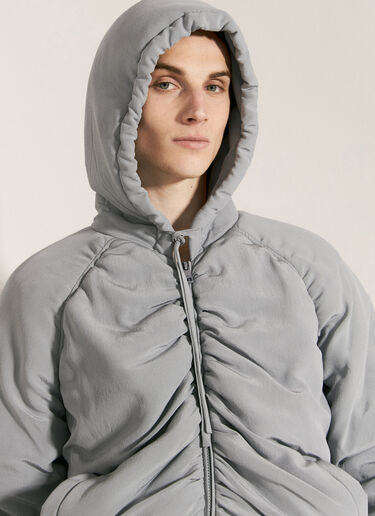 Dolce & Gabbana Gathered Silk Hooded Jacket Grey dol0156008