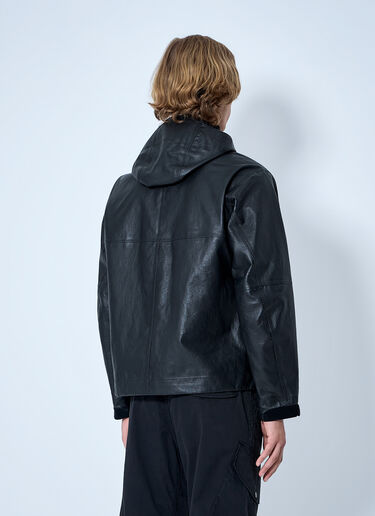 Stone Island Hooded Leather Jacket Black sto0165067