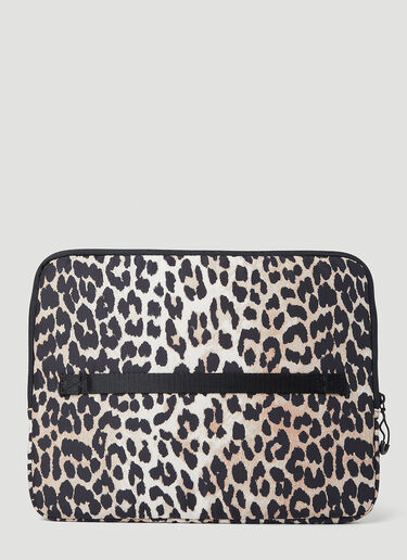 GANNI Leopard Print Laptop Case Brown gan0253063