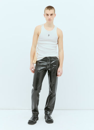JW Anderson 대조적인 뒷면이 있는 로고 자수 탱크탑 화이트 jwa0154009