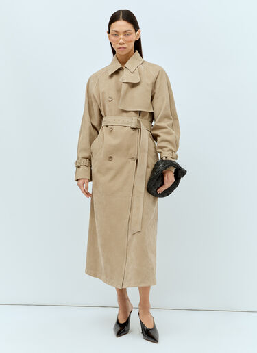 Max Mara Nubuck Trench Coat Beige max0256059