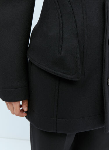 Bottega Veneta Felted Wool Sculptured Coat Black bov0254002