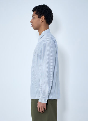 Prada Zip-Front Stripe Shirt Blue pra0164033