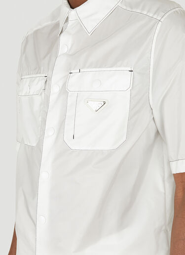 Prada Logo Plaque Pocket Shirt White pra0147117