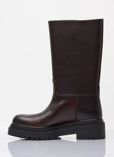 Prada 徽标铭牌皮靴 棕色 pra0258035