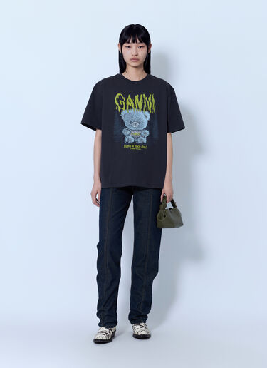 LN-CC® - GANNI: Heavy Cotton Forest Teddy Jersey - Black GANNI Heavy Cotton Forest Teddy Jersey Black gan0266023