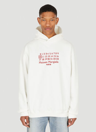 Maison Margiela Embroidered Logo Hooded Sweatshirt White mla0148071