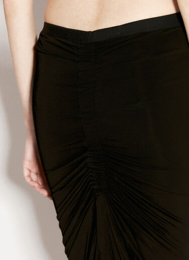 Shrimp Ruched Midi Skirt Rick Owens Shrimp Ruched Midi Skirt Black ric0255005