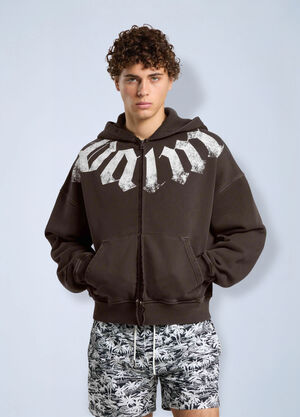Palm Angels Big Neck Logo Zip Loose Hoodie Brown pma0166282