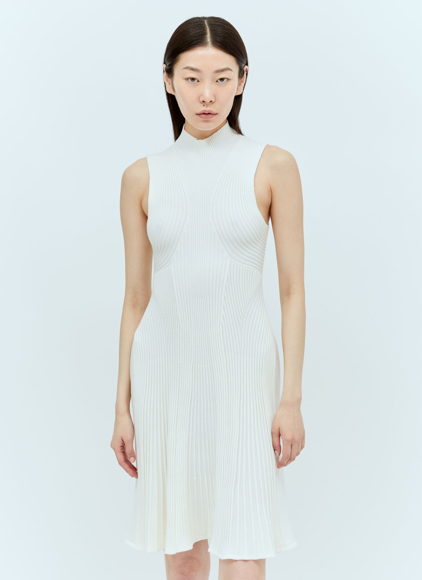 Shop Chloé Mock-neck Mini Dress In Cream