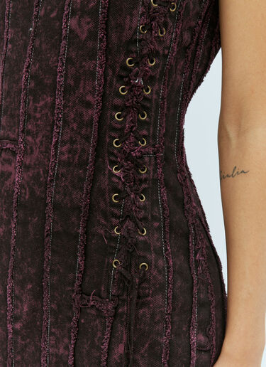Acne Studios Denim Patchwork Mini Dress Burgundy acn0254009