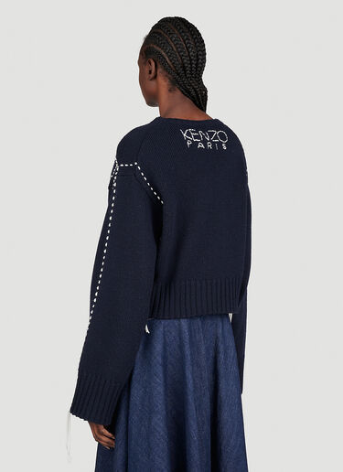 Kenzo Sashiko Stitch Embroidered Sweater Blue knz0253006